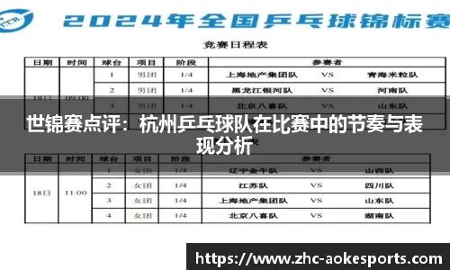 世锦赛点评：杭州乒乓球队在比赛中的节奏与表现分析